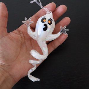 Vintage Halloween Ghost Ornament / Vintage Halloween Glass Blown Ghost O…